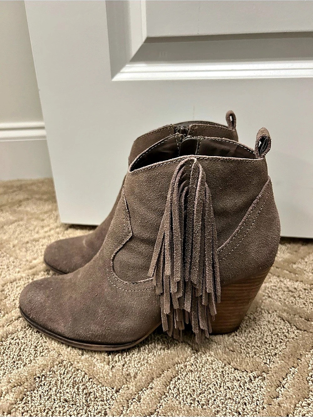 Steve Madden Fringe Ankle Booties in Brown